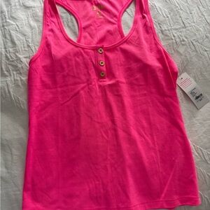 Lilly Pulitzer Hot Pink Buttoned Tank Top